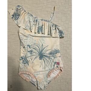Ruffle Butts Tropical One Shoulder One Piece Swimsuit Size 10